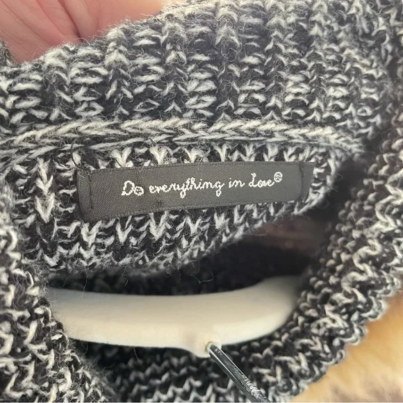 Do Everything in Love Knitted Poncho With Faux Fur Cowl Neck - Picture 4 of 4